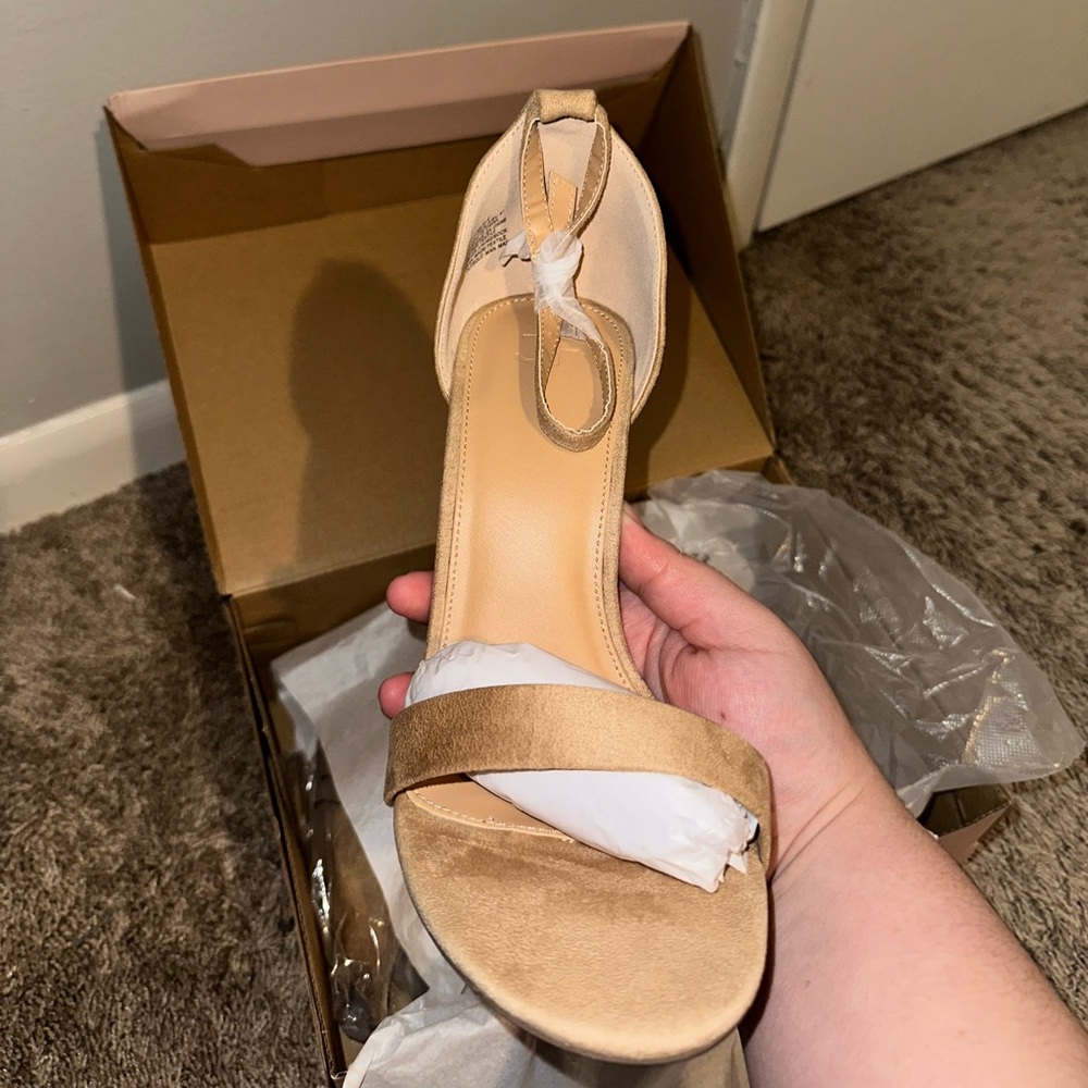JustFab Nude Heeled Sandals